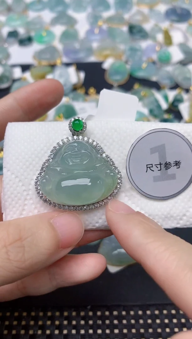 颈饰银S925镶嵌翡翠天然缅甸A货翡翠