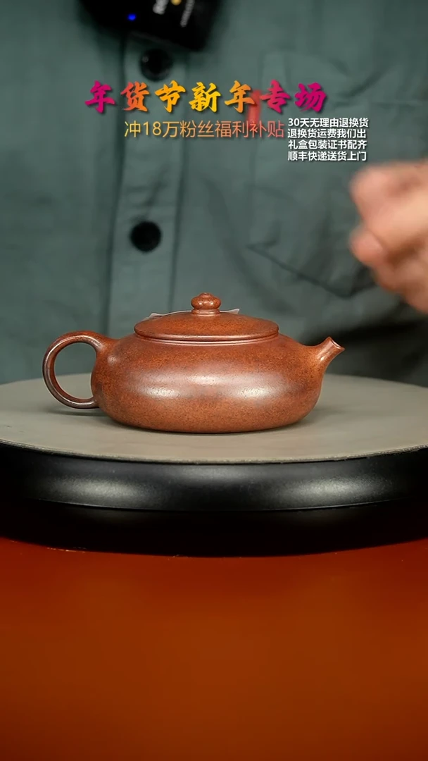 【闪购商品】紫砂茶壶顾建华百目天星泥柴烧底刻寒江160CC