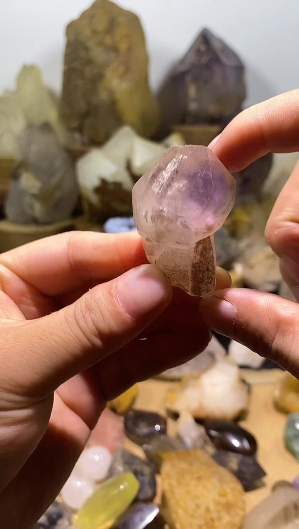 水晶珠宝半成品未镶嵌17号乌拉圭紫骸骨权杖+晶中晶