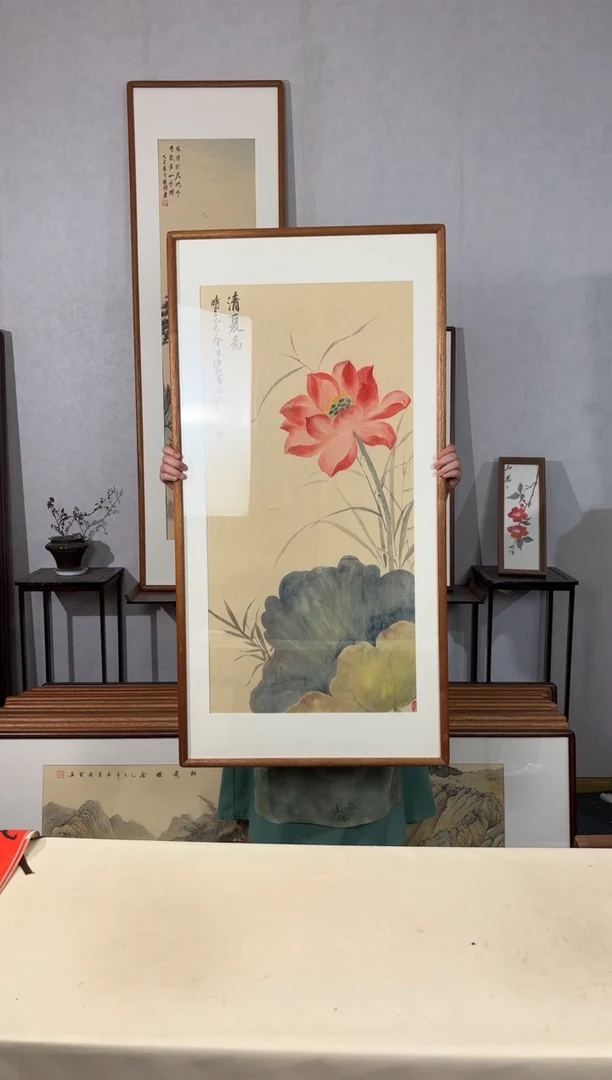 国画手绘*清夏图（荷花）*62*122cm