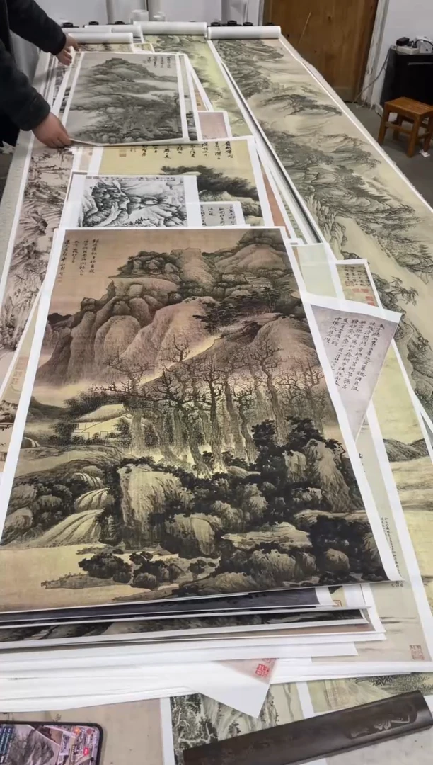 龚贤 涧屋听泉  微喷复刻