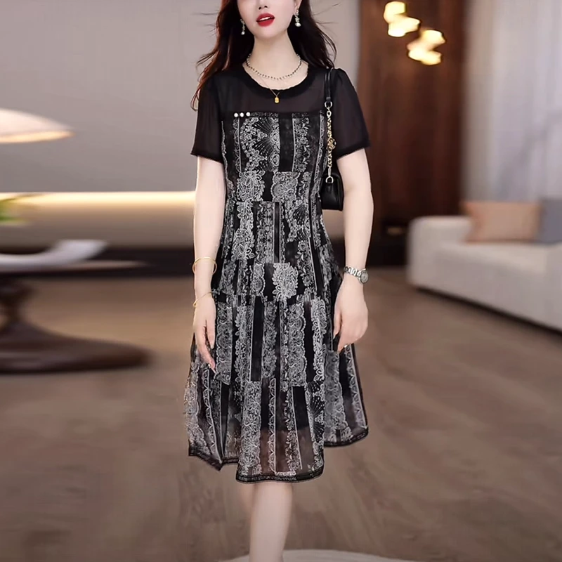 乔琪丝时尚轻奢高级感女装2025夏季新款洋气减龄修身显瘦连衣裙子