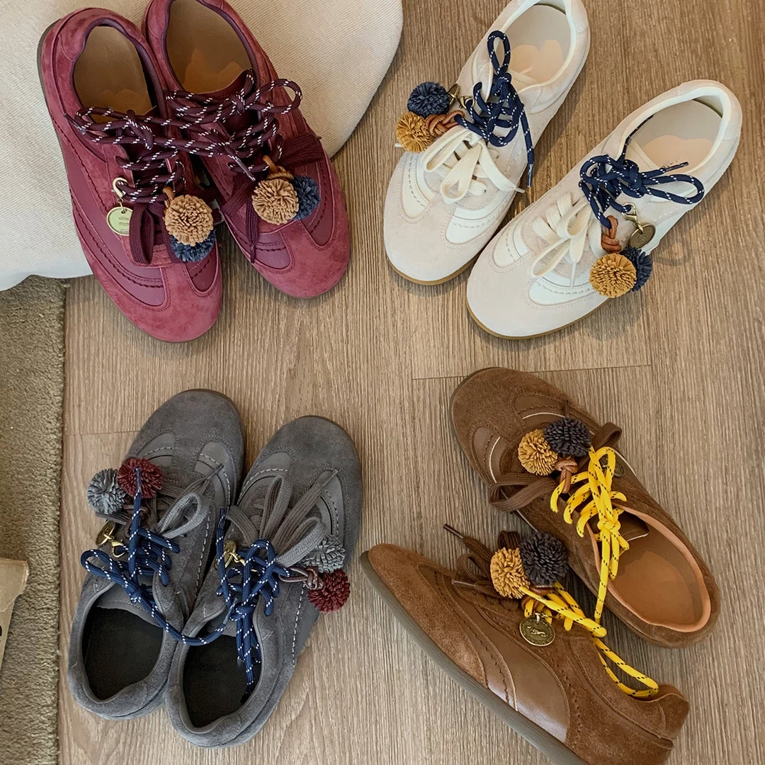 拉德松果德训鞋女2025秋季新款真皮运动休闲鞋子百搭软底阿甘女鞋