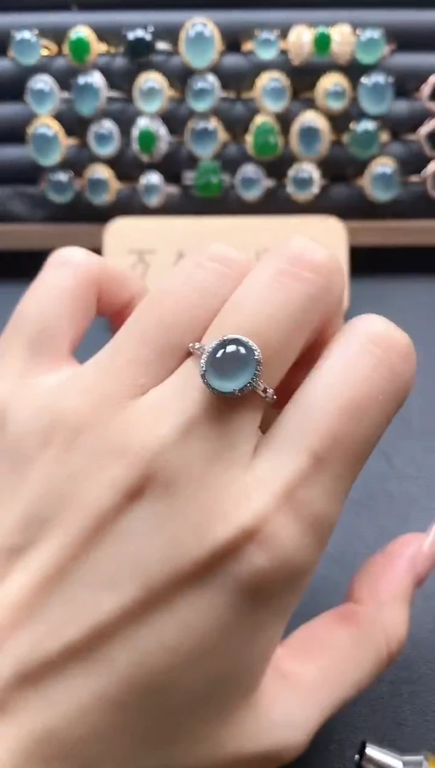 银S925镶嵌戒指翡翠51511