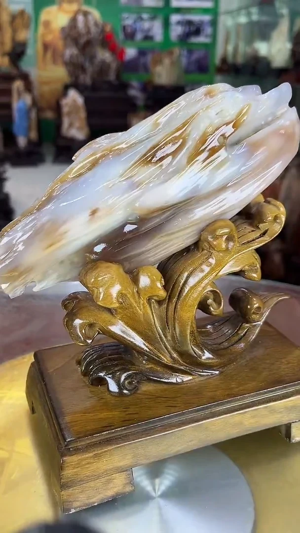 缅甸天然树化玉摆件