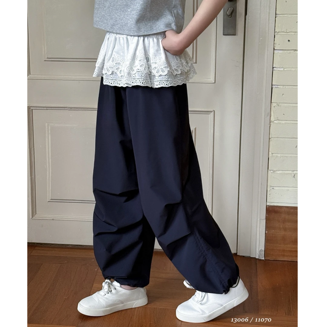 【豪宝贝】2025春夏款蕾丝腰边拼接休闲裤3006