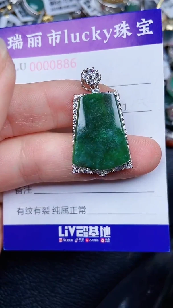 颈饰银S925镶嵌翡翠0886