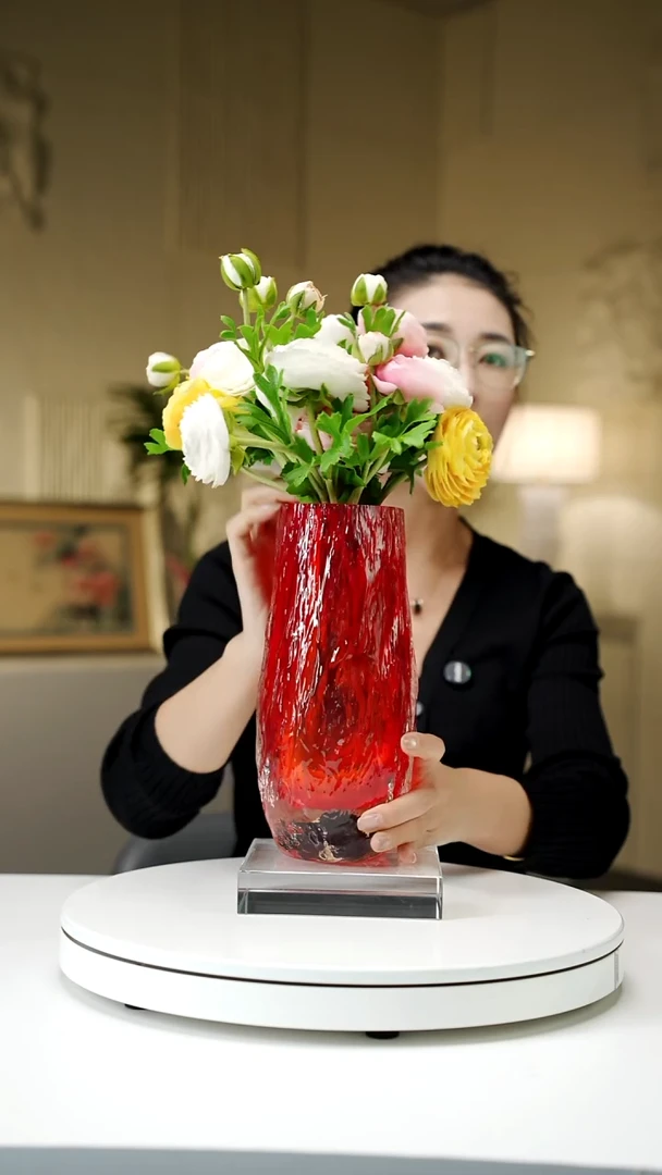 琉璃宝石红色树纹花瓶