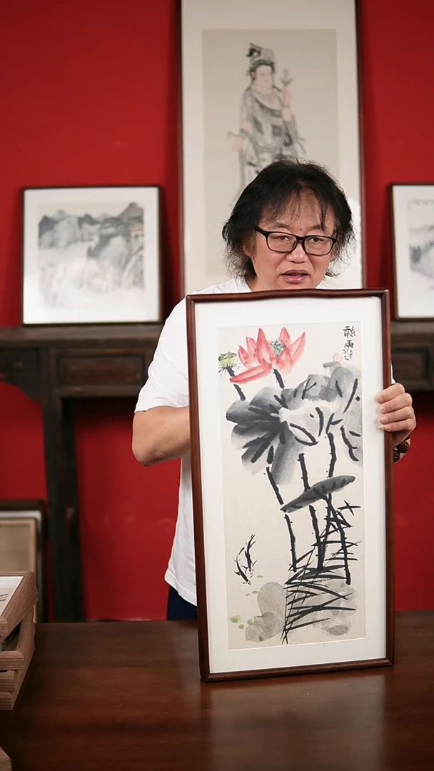 国画手写手绘-33*66带框发货