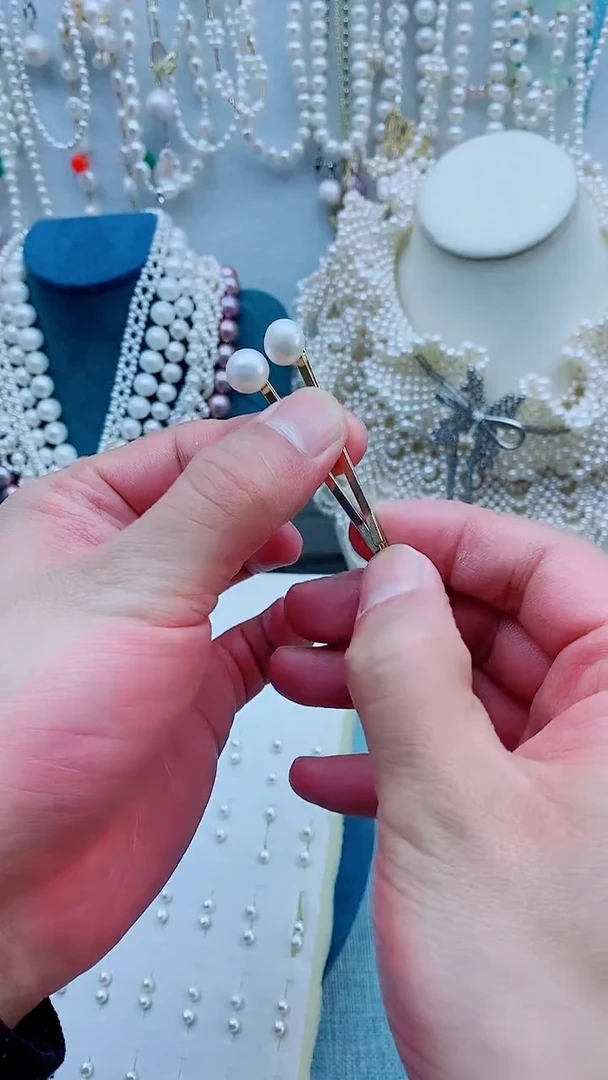 【闪购商品】淡水珍珠发卡未镶嵌天然淡水珍珠发卡/拍一发二