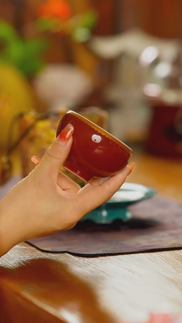 故宫红圆融杯 送茶包