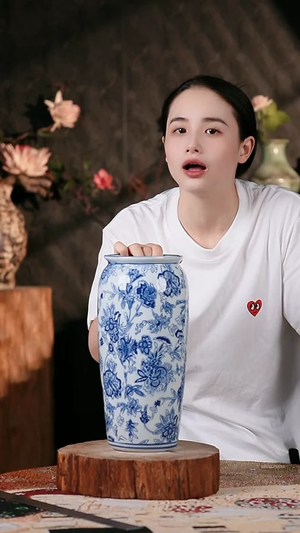 摆件景德镇高温陶瓷花器（口径12高度31）