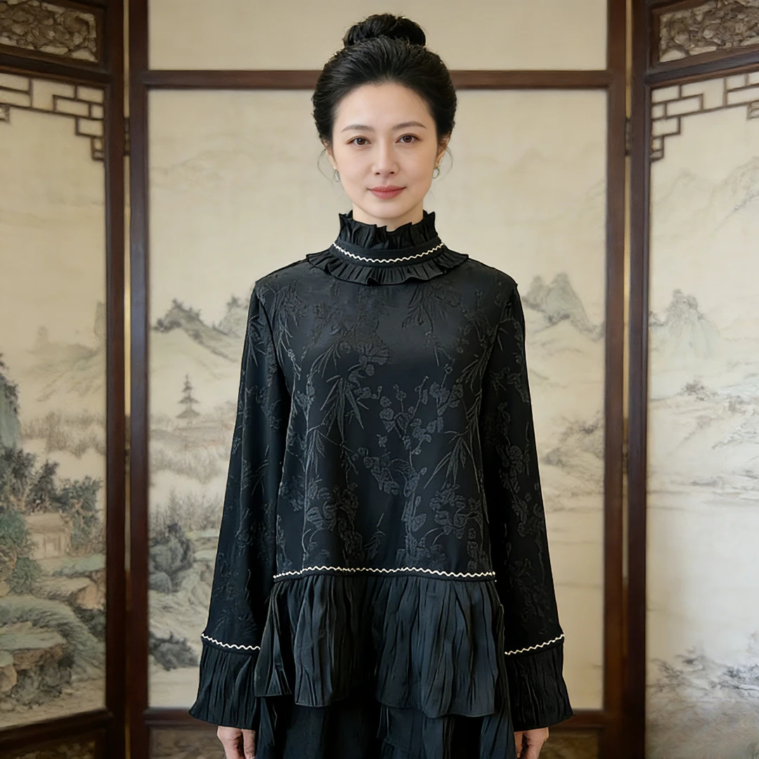 秋冬新款 新中式舒适百搭时尚弹力打底衫25224