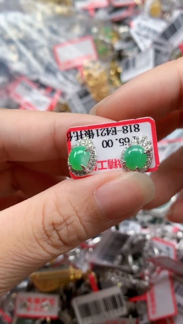 银S925镶嵌戒指翡翠天然A货缅甸翡翠