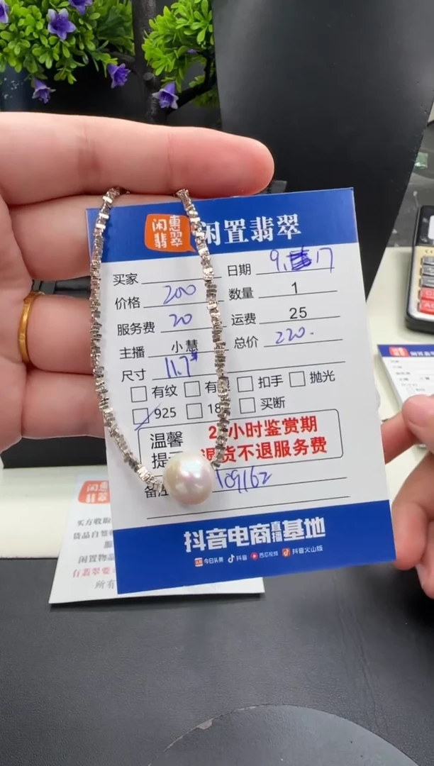 项链银S925镶嵌淡水珍珠珍珠项链