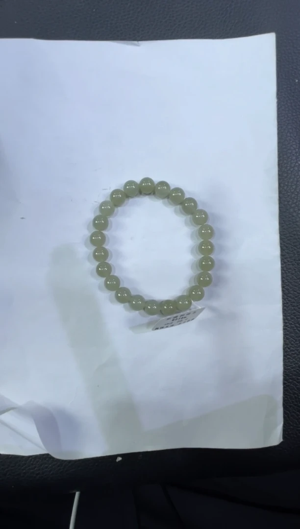 未镶嵌手串和田玉心**苏青糖白卡8手串（产地直发）