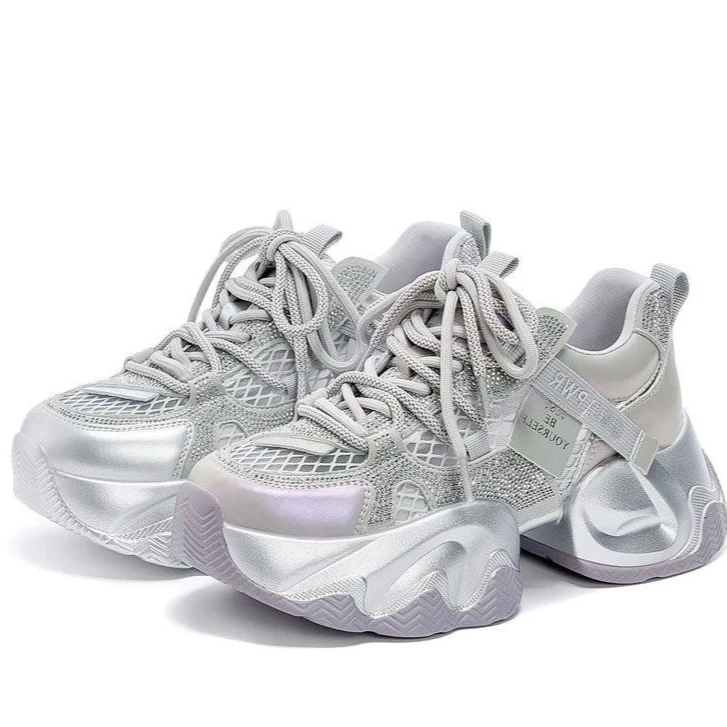 爆款老爹鞋女2025年夏季新款厚底小个子增高百搭轻便运动休闲鞋