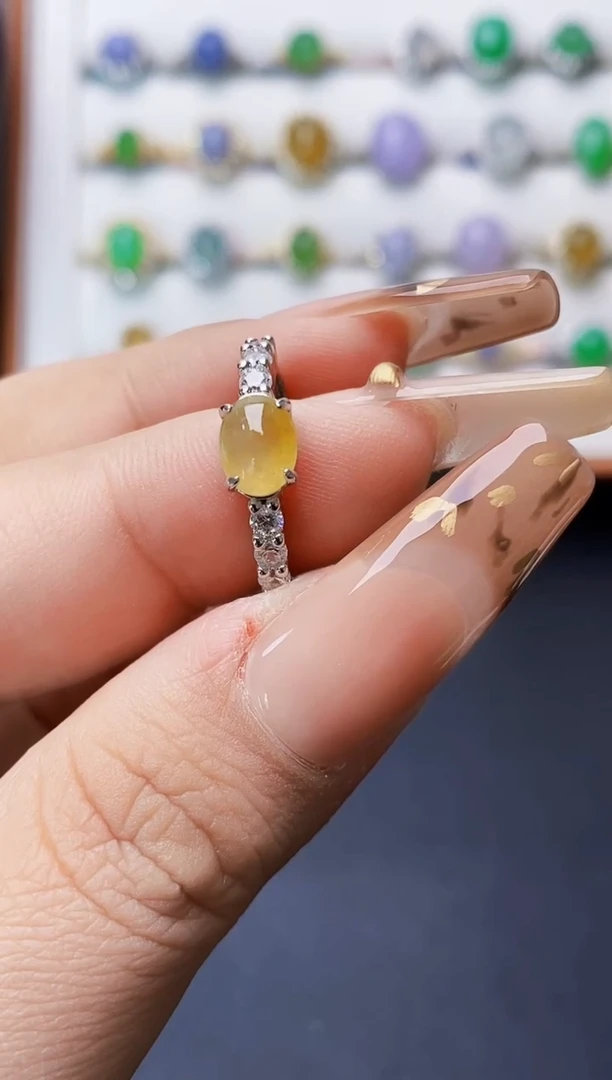 银S925镶嵌戒指翡翠0238