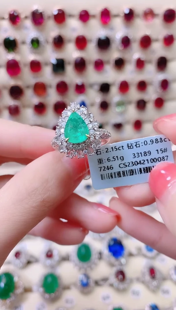 18K金镶嵌18K金戒指祖母绿1