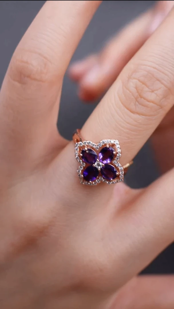 水晶戒指银S925镶嵌手饰