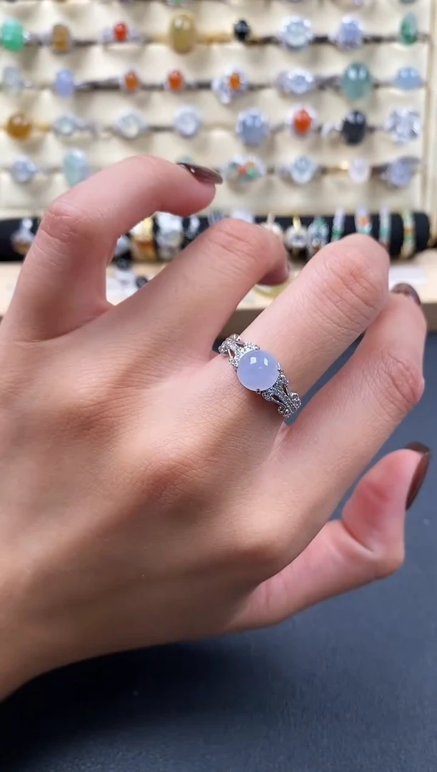 银S925镶嵌戒指翡翠5555555+3