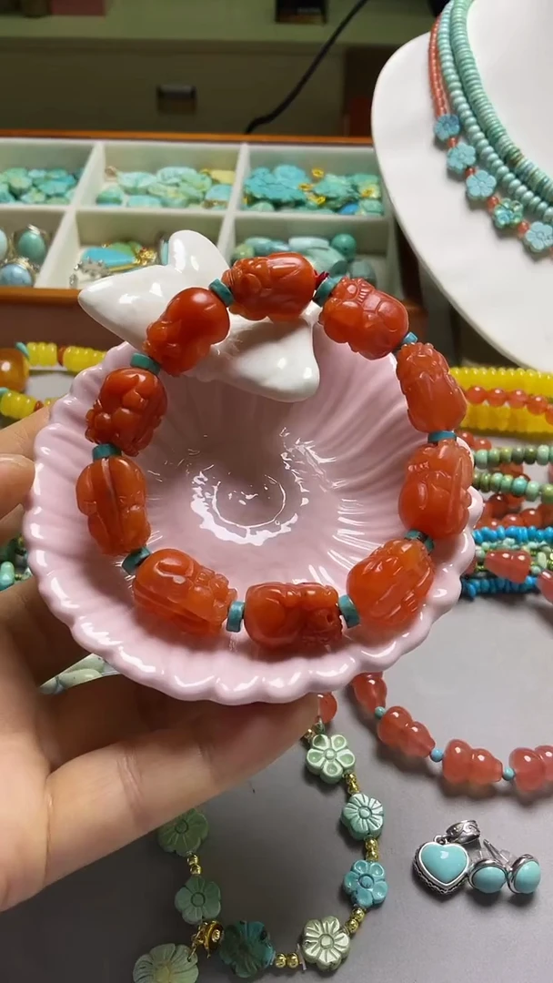 未镶嵌南红玛瑙珠宝奇石貔貅手串