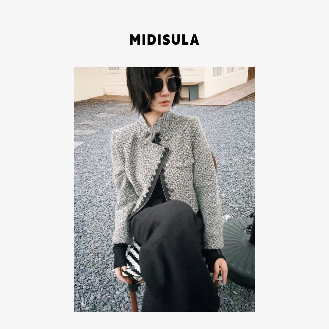 MDSL·新款时尚洋气气质精致显瘦千鸟格小香风高端设计感外套01814