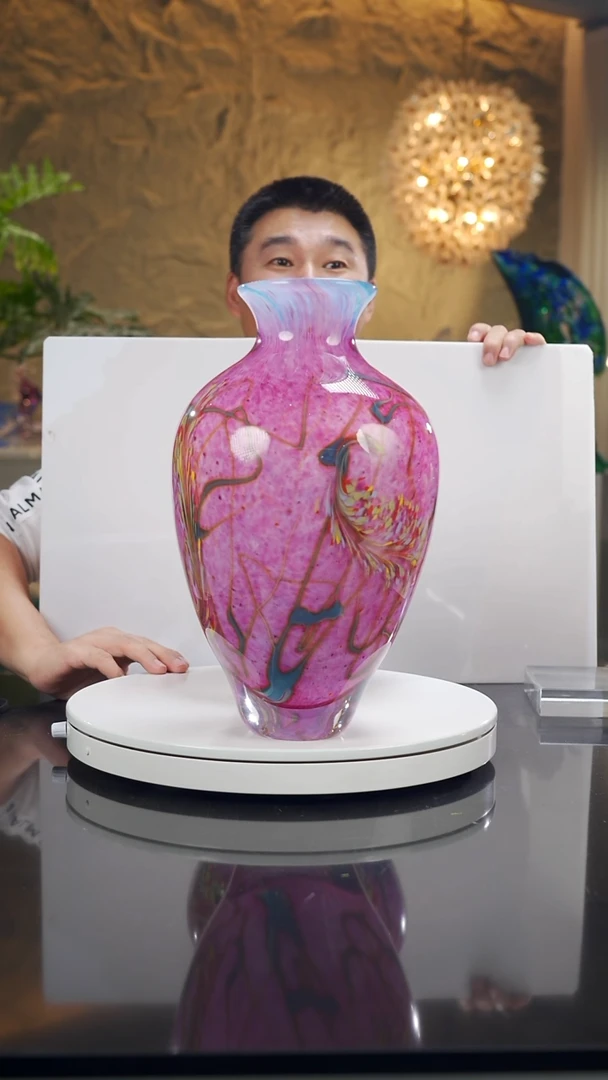 摆件沈*设计款粉彩莫奈花瓶大号
