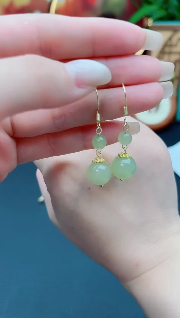 东陵石银S925镶嵌耳饰234000