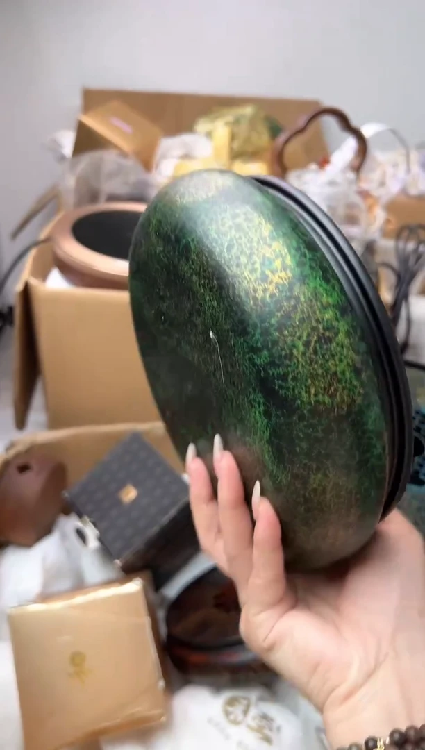 老铁大漆壶承  绿金