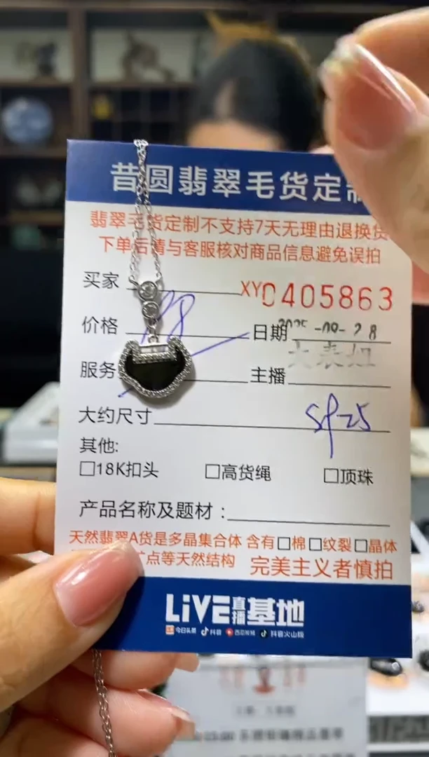 吊坠(赠链)银S925镶嵌翡翠翡翠405863