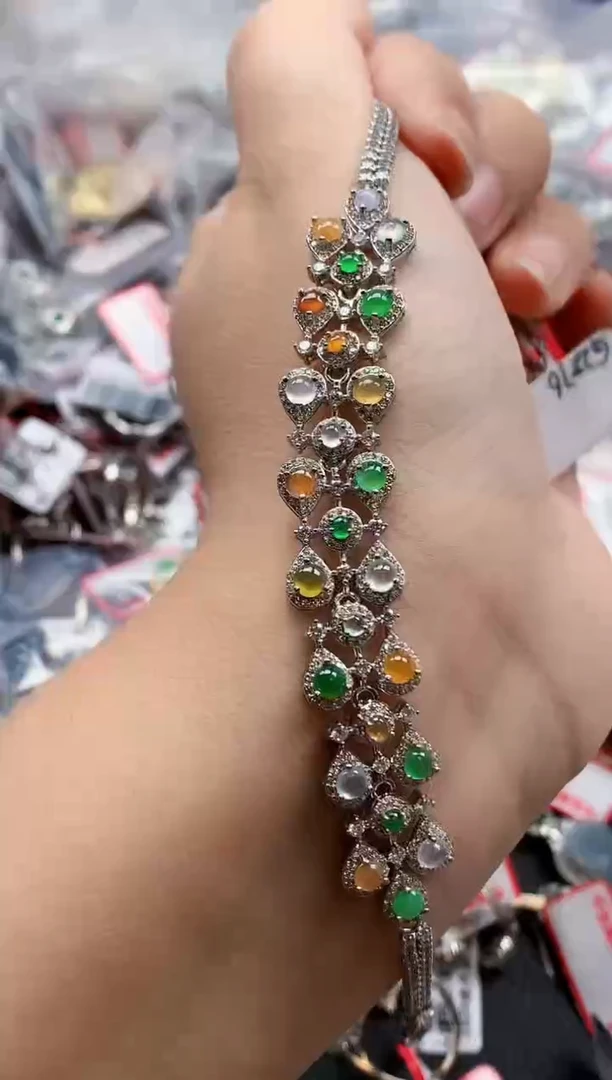 银S925镶嵌戒指翡翠天然A货缅甸翡翠