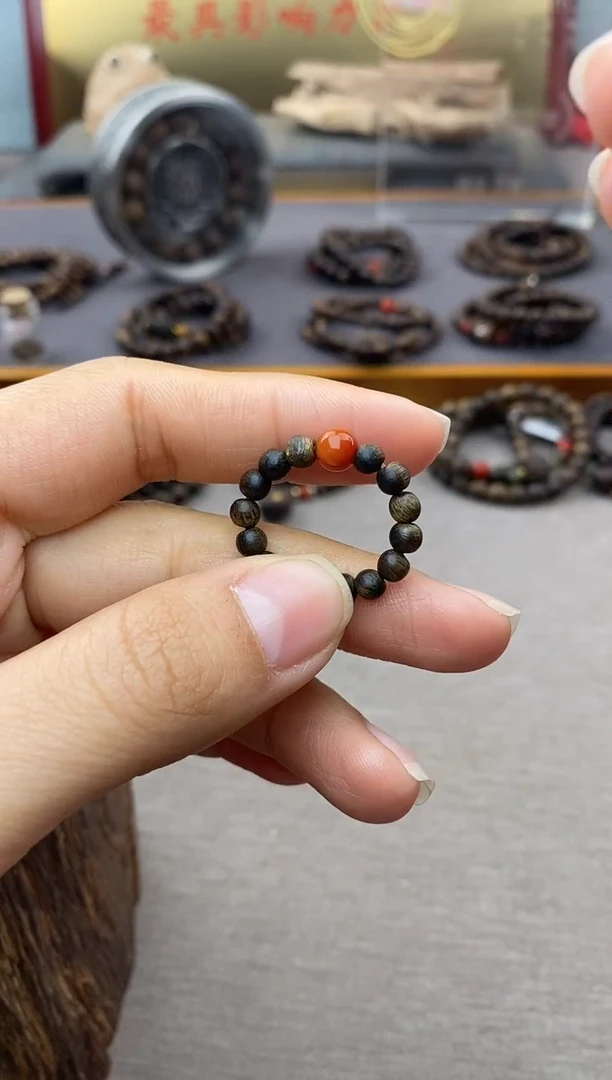 【闪购商品】沉香沉香碎屑白棋戒指04