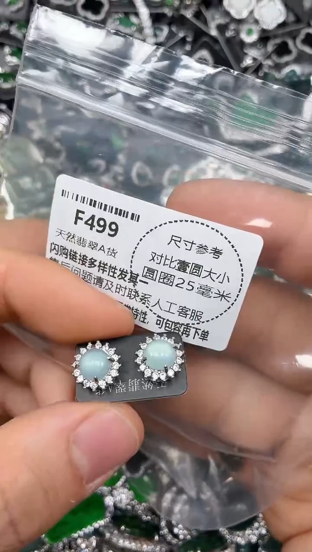 颈饰未镶嵌翡翠F499耳钉