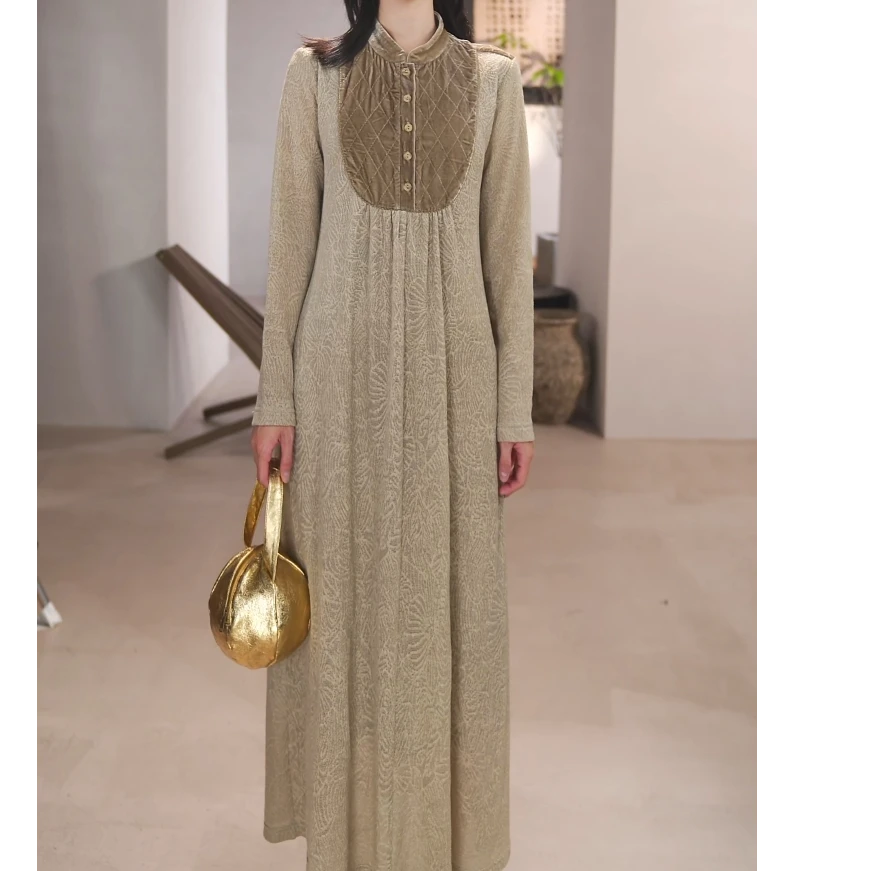 TOJI佗寂时尚秋季新款休闲日常针织提花连衣裙TWO4L670