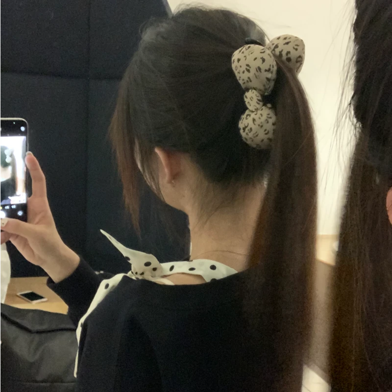 元气满满秋冬氛围感豹纹蝴蝶结香蕉夹韩系ins风高马尾发夹抓夹