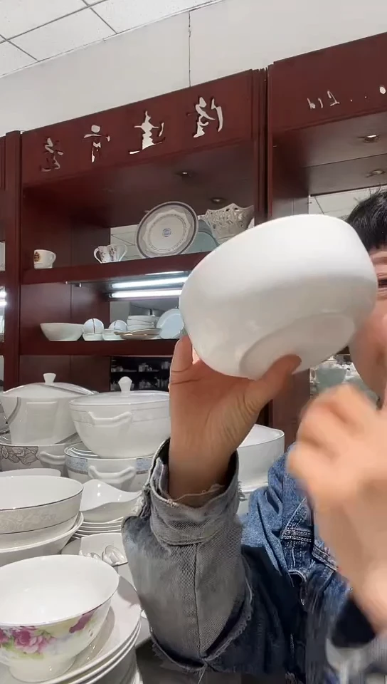 瓷5.7沙拉碗2只无底标
