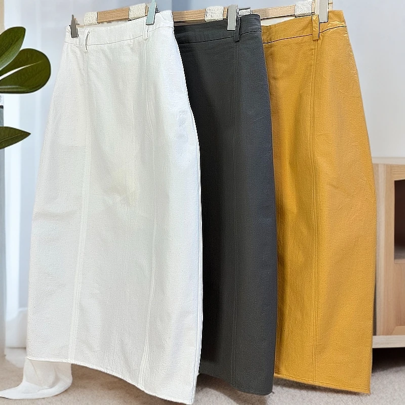 【Bingbing推荐】设计感纯色高腰开叉直筒包臀半身裙女