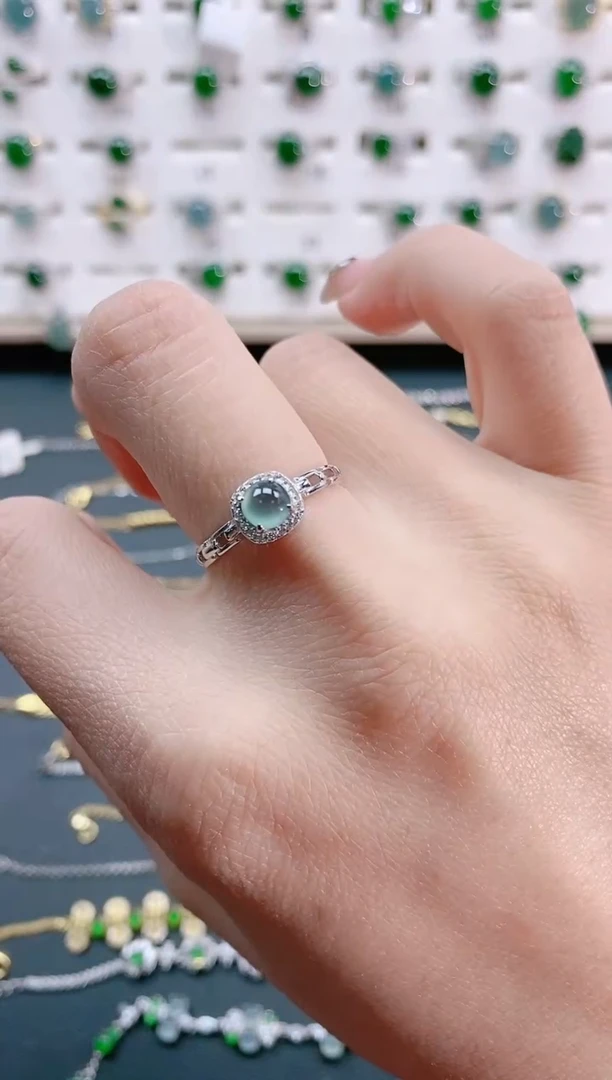 【闪购商品】翡翠戒指银S925镶嵌天然翡翠