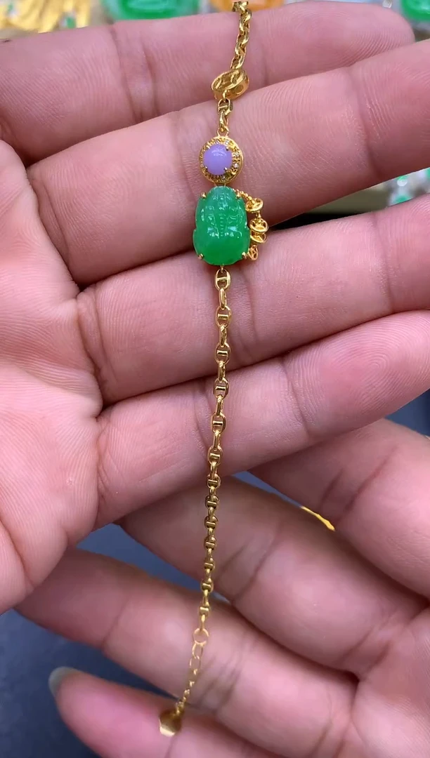 18K金镶嵌手链翡翠311-中国好珍宝