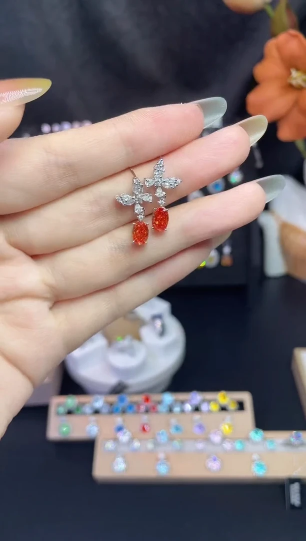 合成立方氧化锆925银编号F0130 耳坠