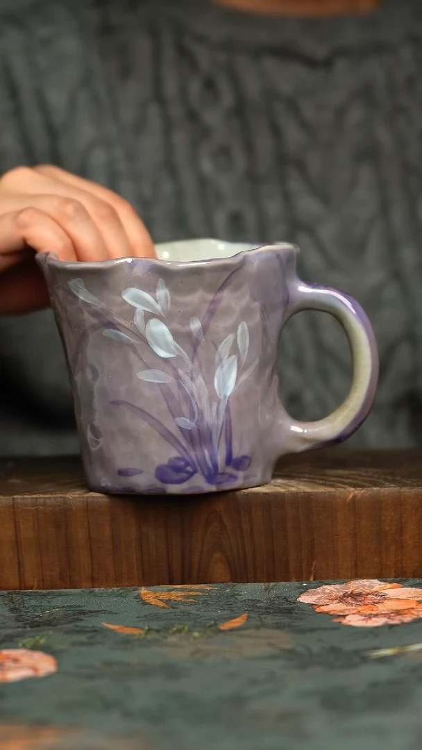 杯釉下彩手工手绘同款陶器