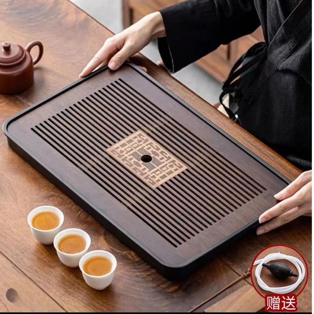 茶盘沥水43*26家用茶盘干泡台简约小型简易竹制茶托盘桌面送水管