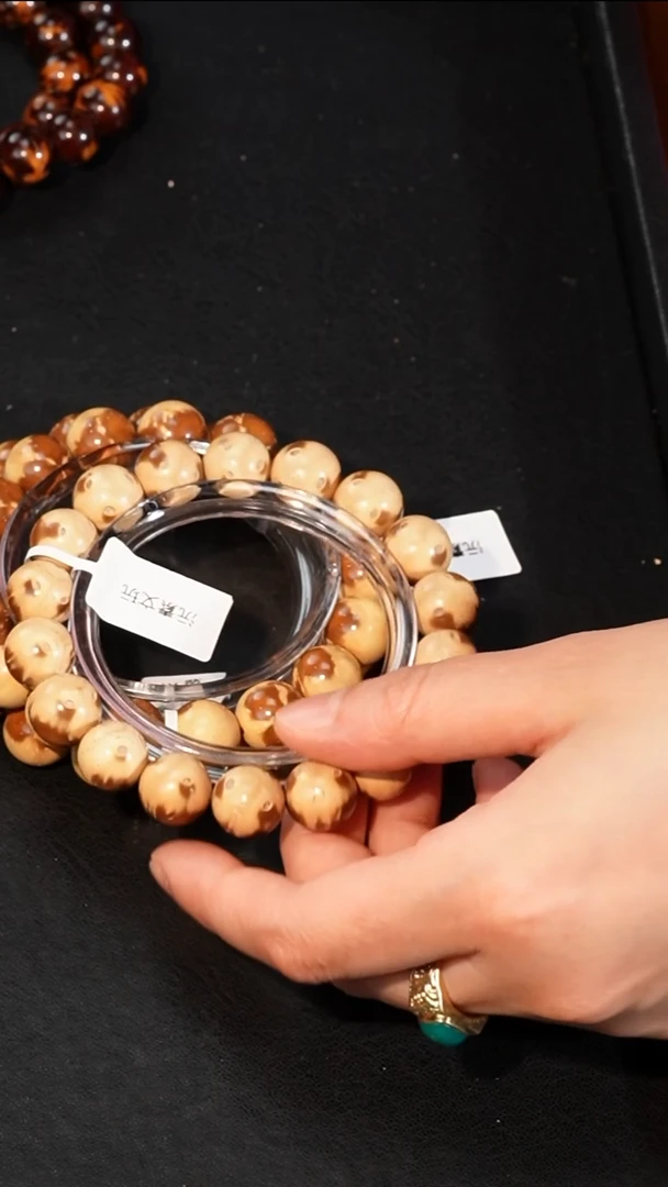 紫金鼠手串精品熊猫正圆光珠