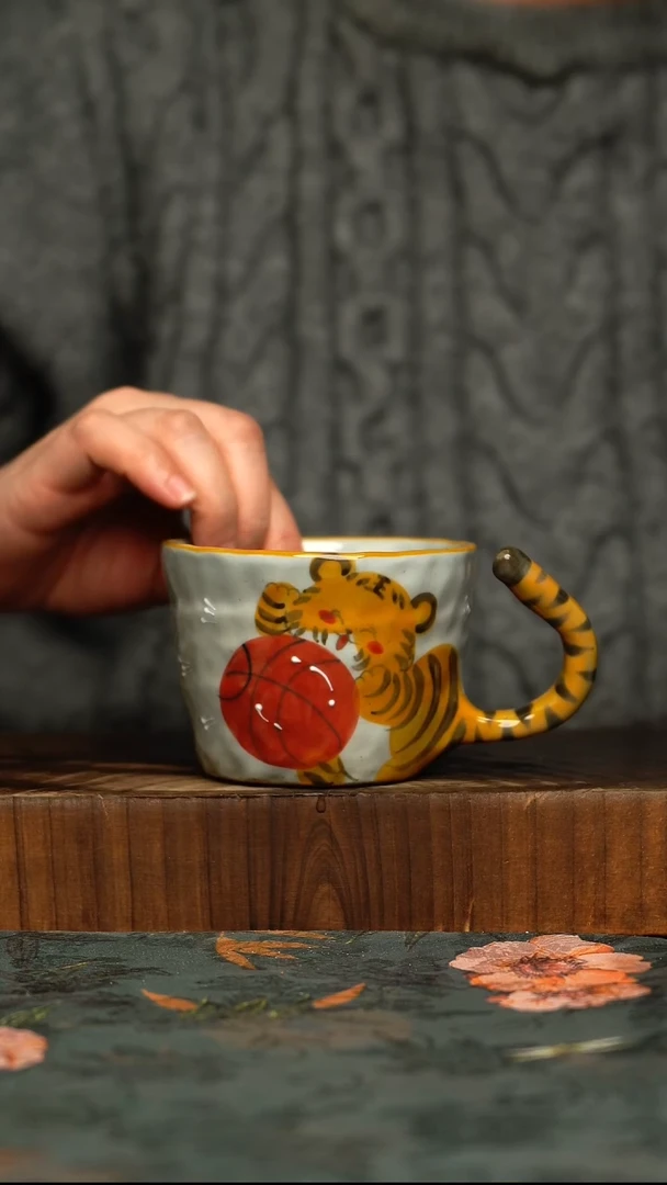 杯釉下彩手工手绘同款陶器