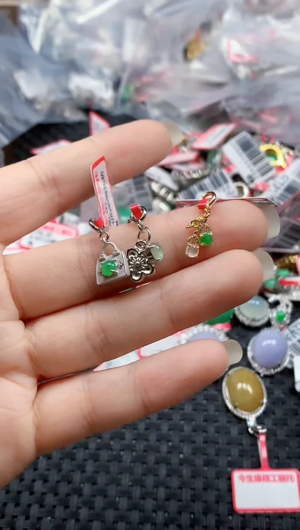 银S925镶嵌戒指翡翠天然A货缅甸翡翠