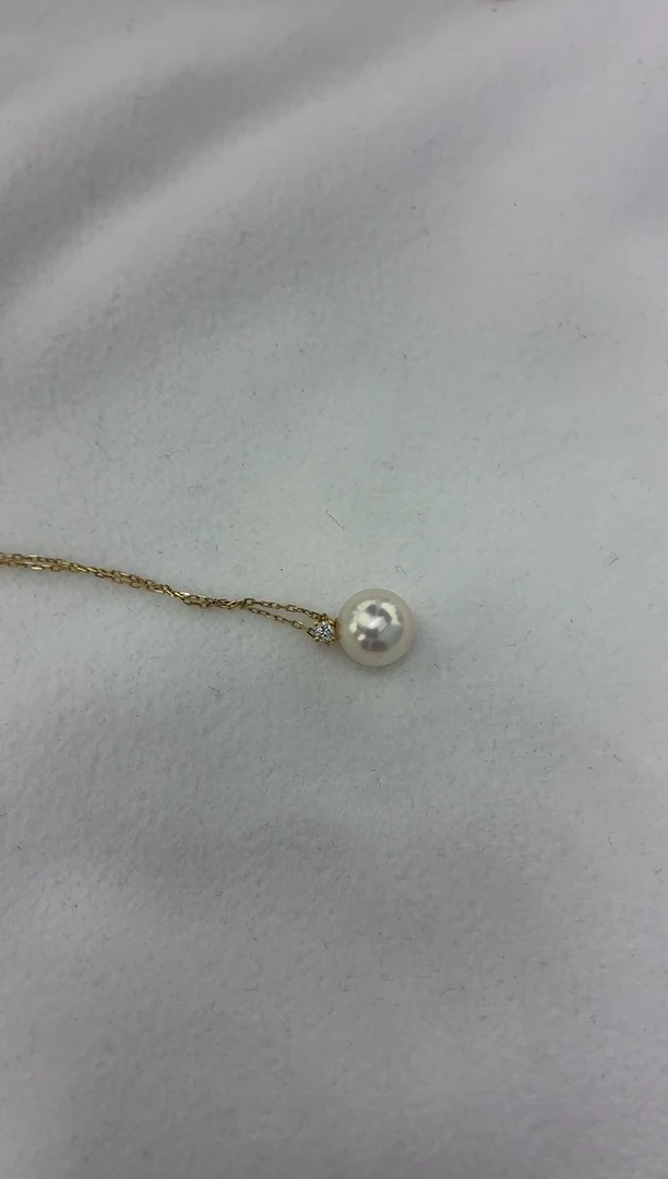 颈饰18K金镶嵌海水珍珠王妃吊坠8.5-9（赠送银链子