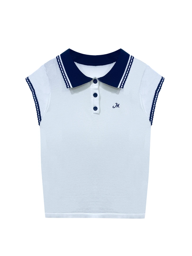 9359夏季新款高级感polo领刺绣针织衫女洋气减龄T恤衫