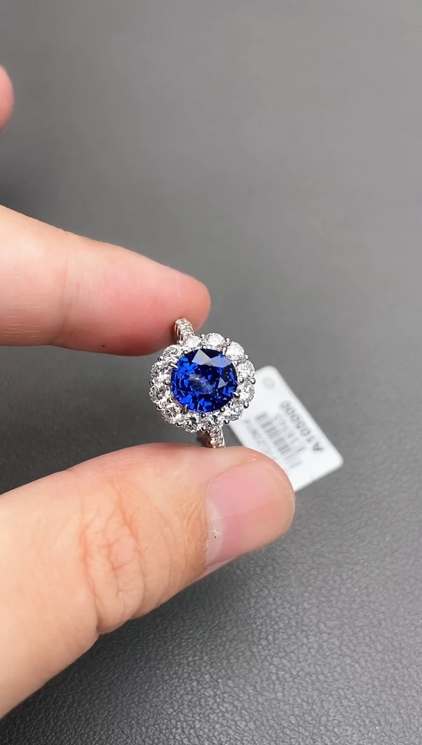 戒指蓝宝石18K金镶嵌3.04ct/皇家蓝/GUILD/七天鉴赏