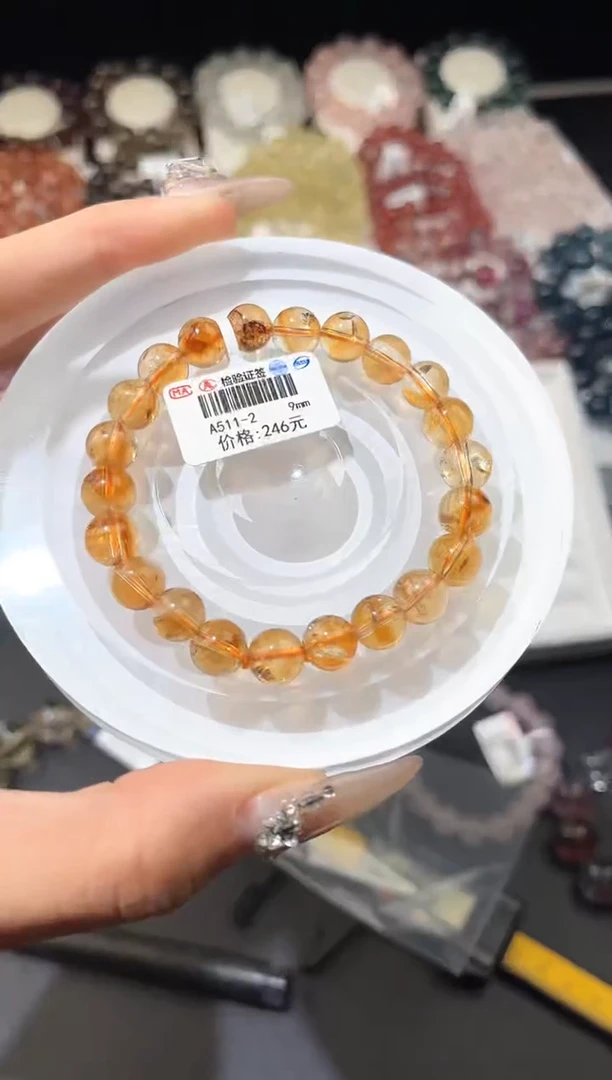 【闪购商品】水晶手链未镶嵌多样性发一黄塔9mm